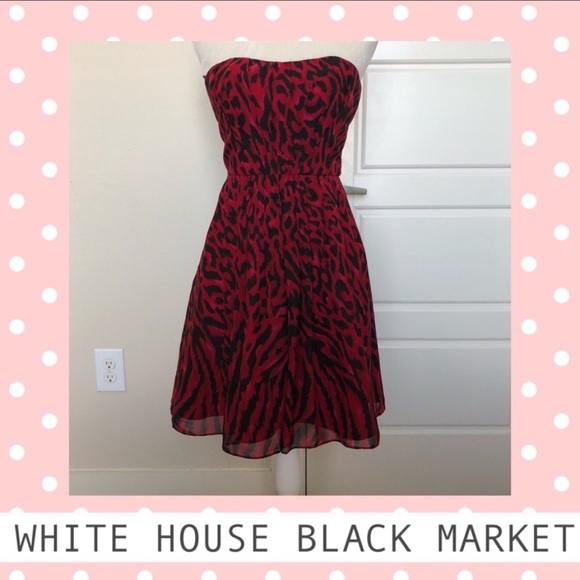 White House Black Market Dresses & Skirts - WHBM Red Sleeveless Cheetah Print Dress Size 00